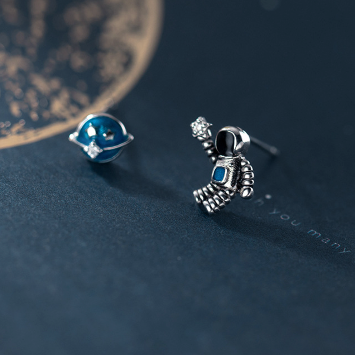 Sterling Silver Astronaut Asymmetrical Studs