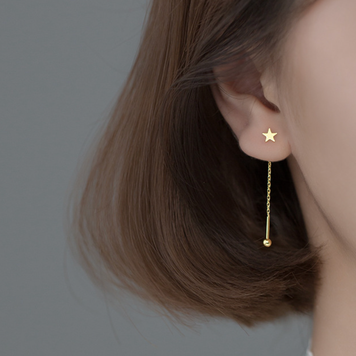 Screw Back Star Threader Earrings