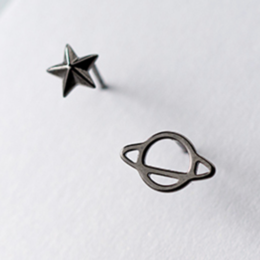 Planet and Star Stud Earrings
