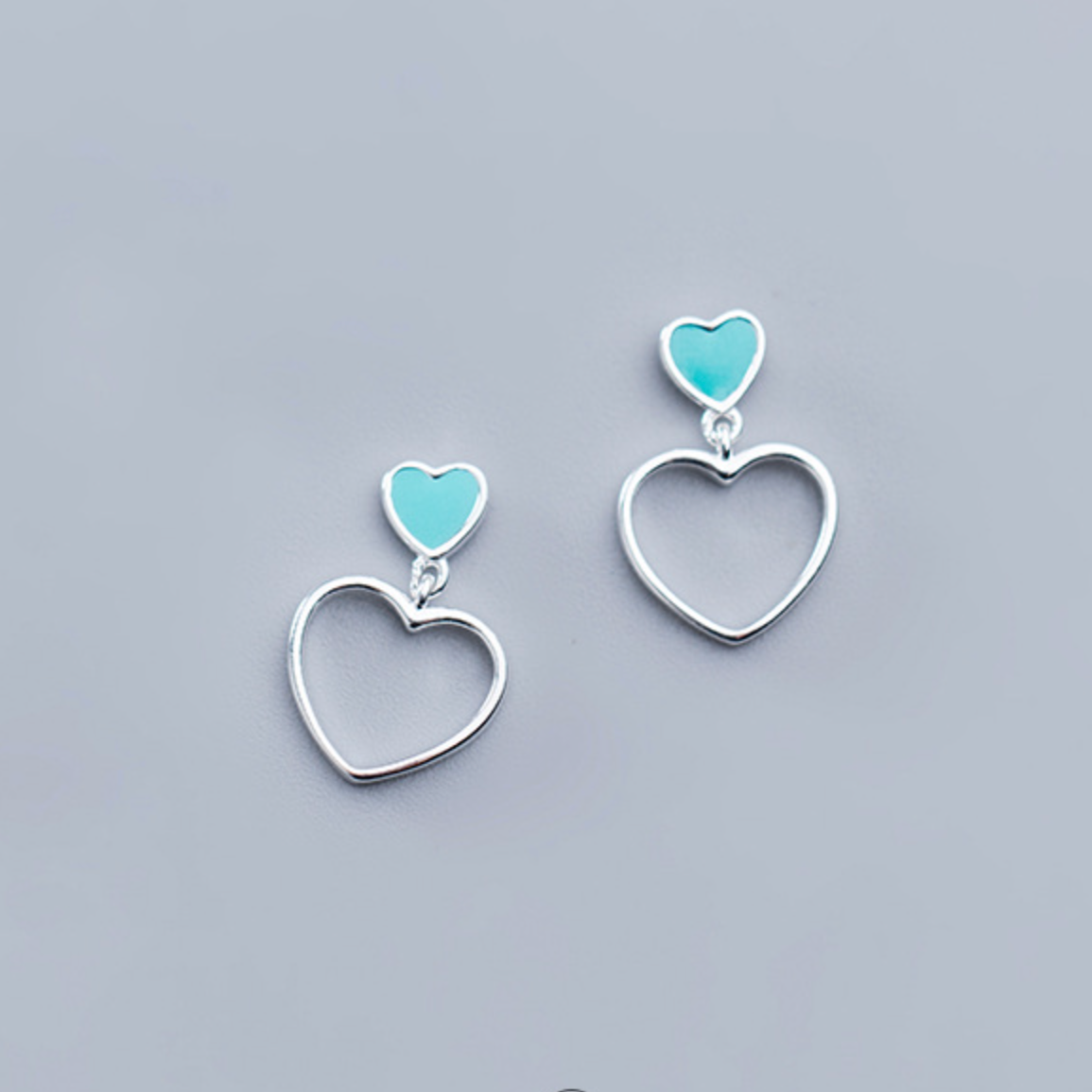 Pink or Blue Heart Drop Earrings