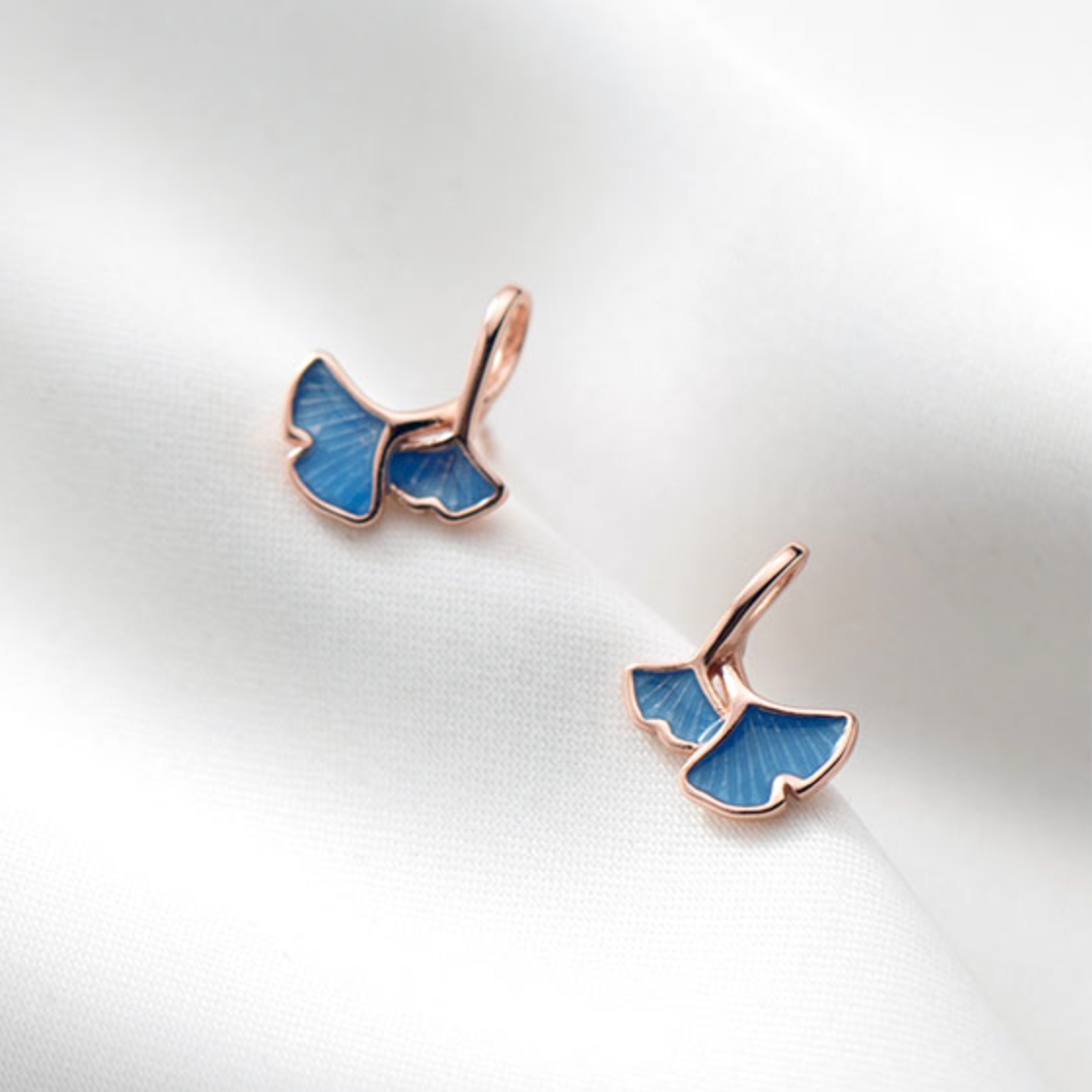 Blue Leaf Stud Earrings
