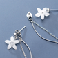 White Flower Chain Dangle Stud Earrings