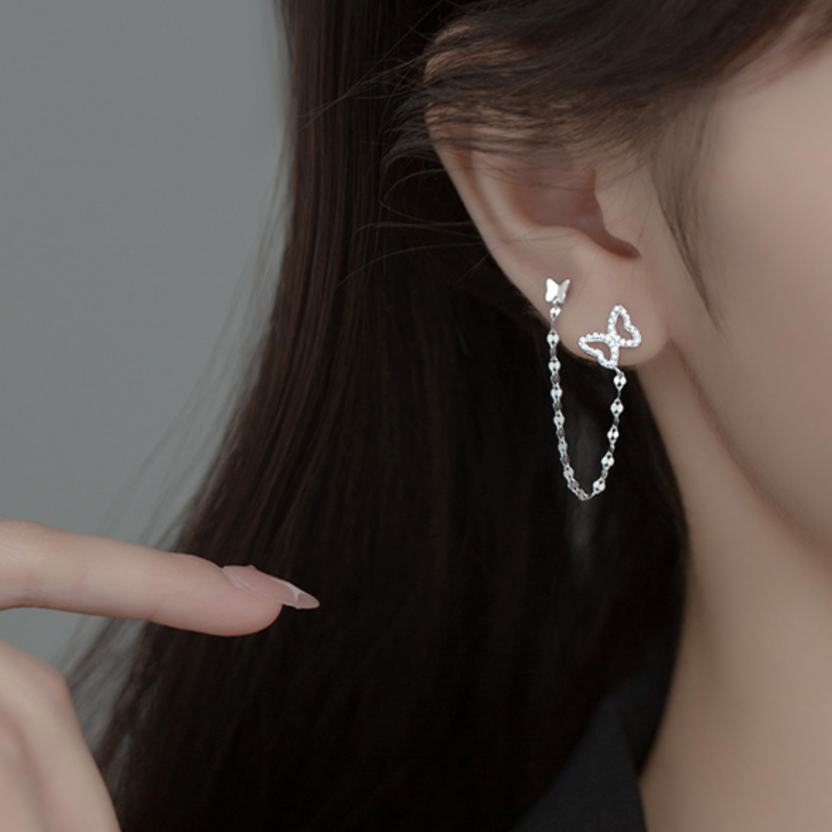 Butterfly Double Piercing Stud Earrings