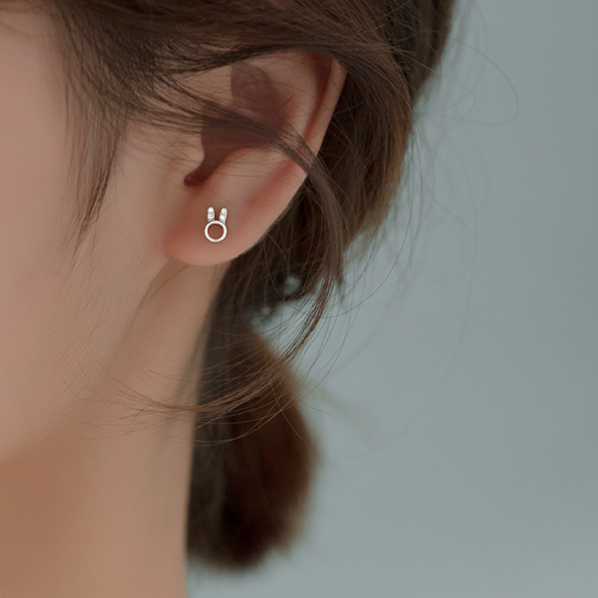 Crystal Bunny Ears Stud Earrings