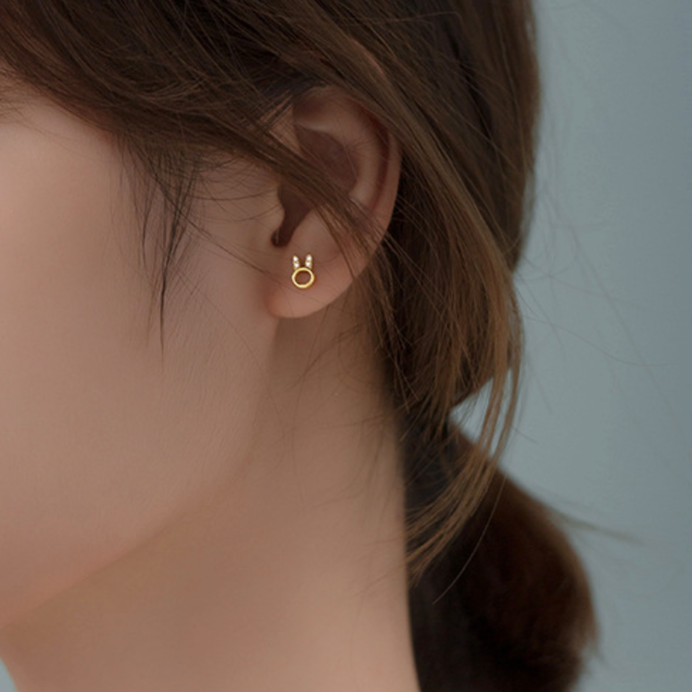 Crystal Bunny Ears Stud Earrings