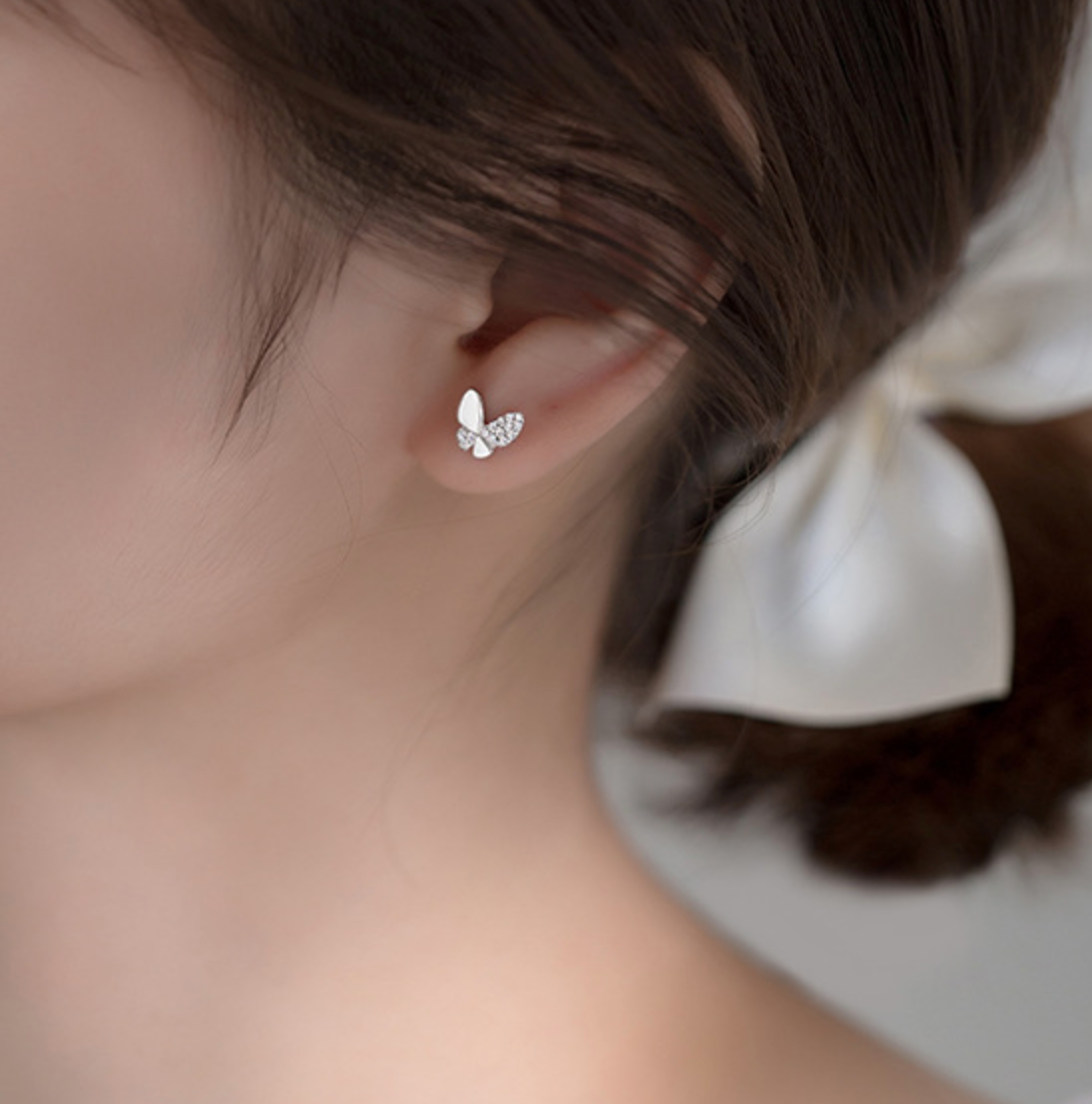 Crystal Detail Butterfly Stud Earrings
