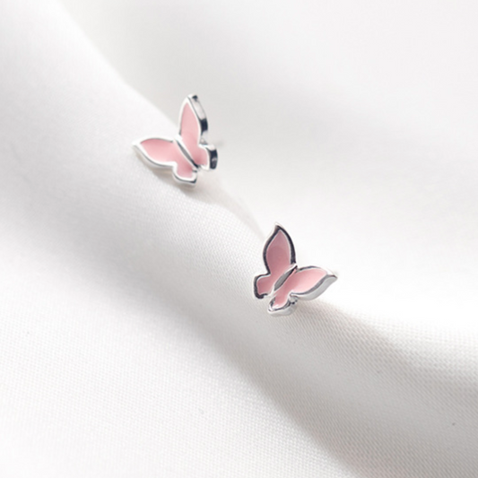 Baby Pink Butterfly Stud Earrings