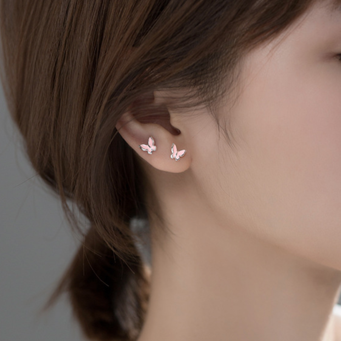 Baby Pink Butterfly Stud Earrings