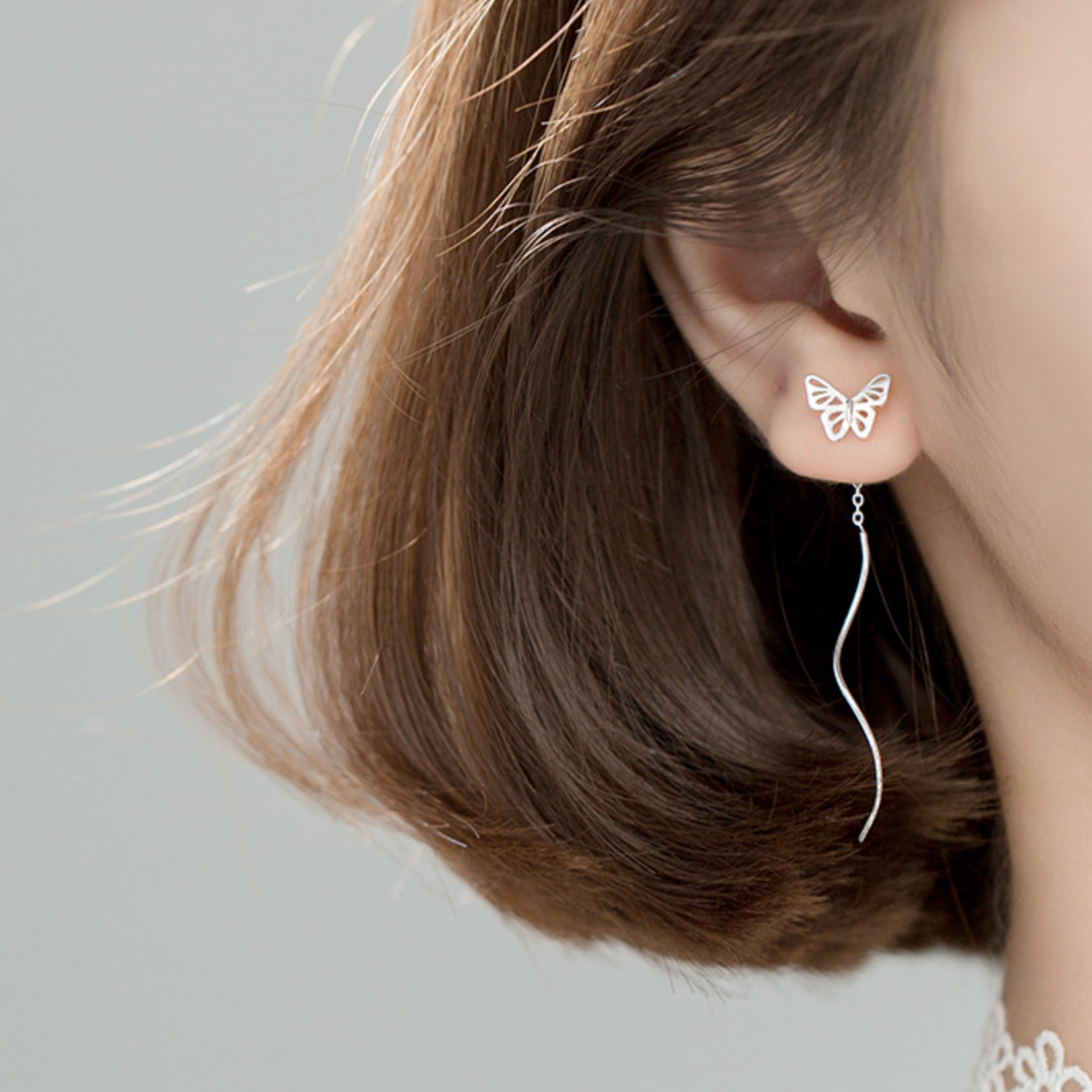 Butterfly Spiral Threader Earrings