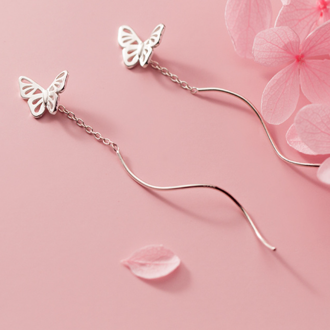 Butterfly Spiral Threader Earrings