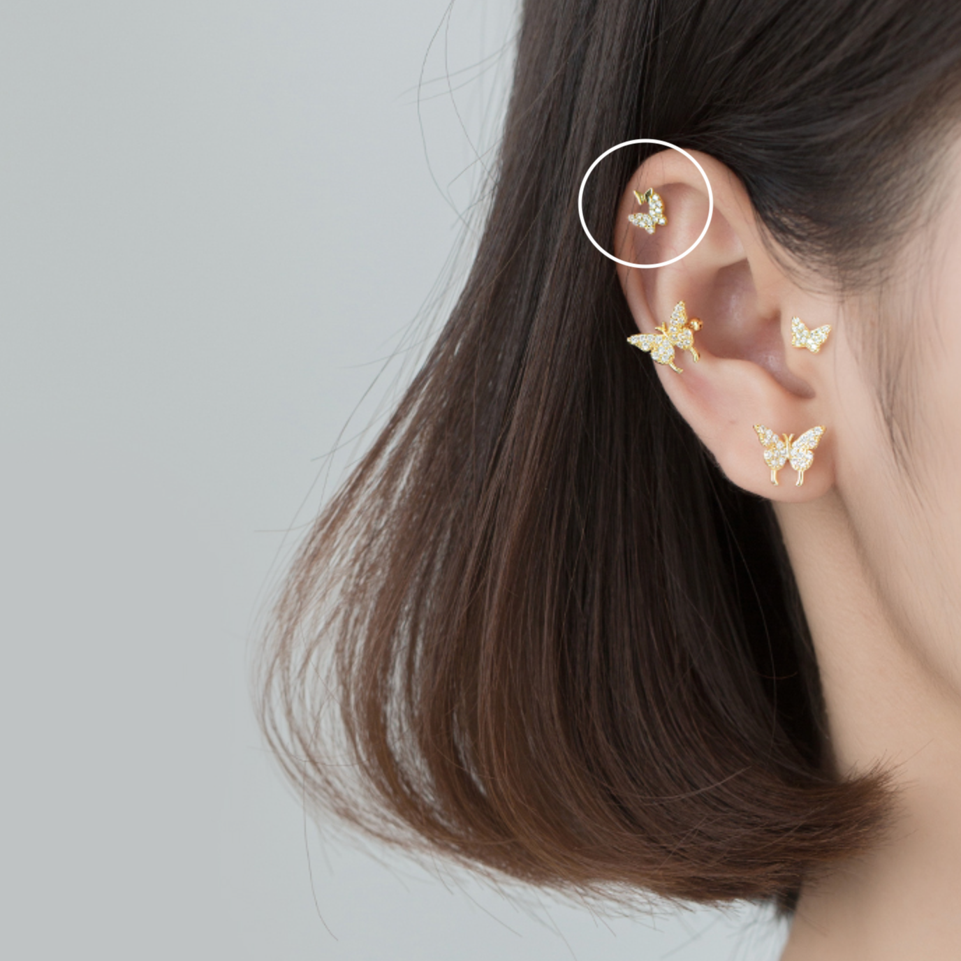 Zirconia Butterfly Stud Earrings