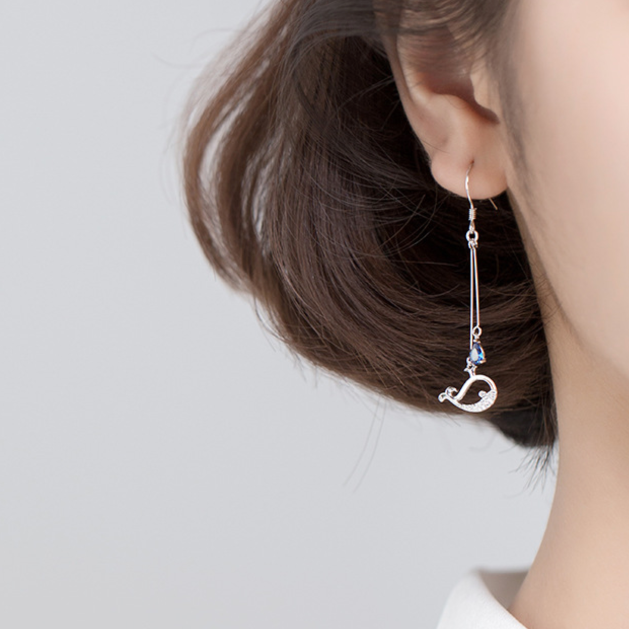 Crystal Whale Drop Earrings