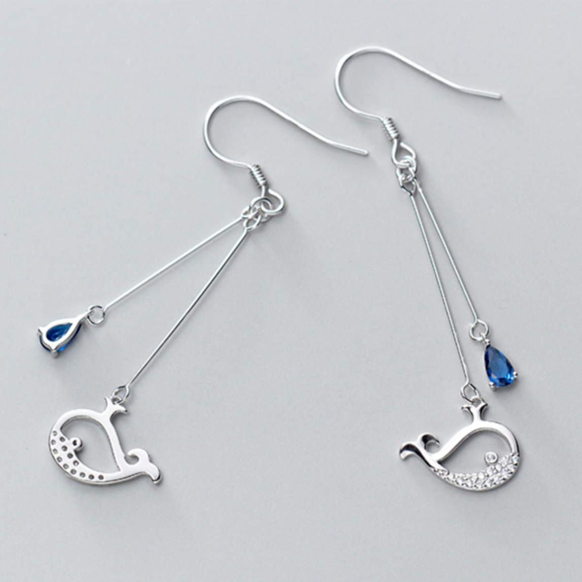 Crystal Whale Drop Earrings