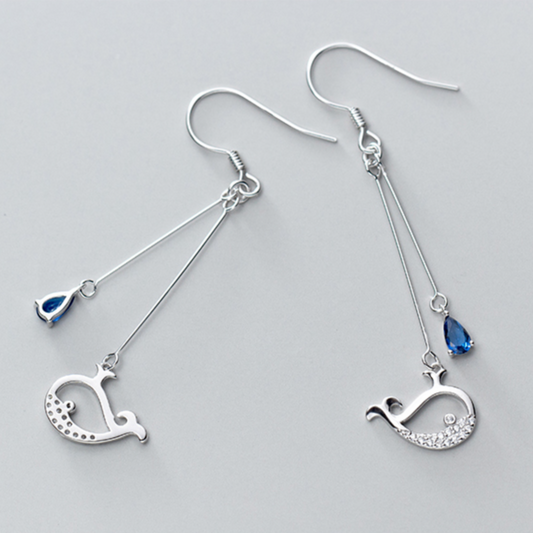 Crystal Whale Drop Earrings