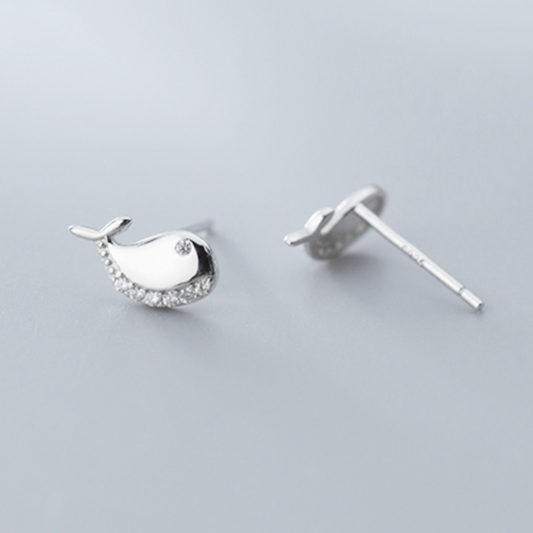 Crystal Detail Whale Stud Earrings