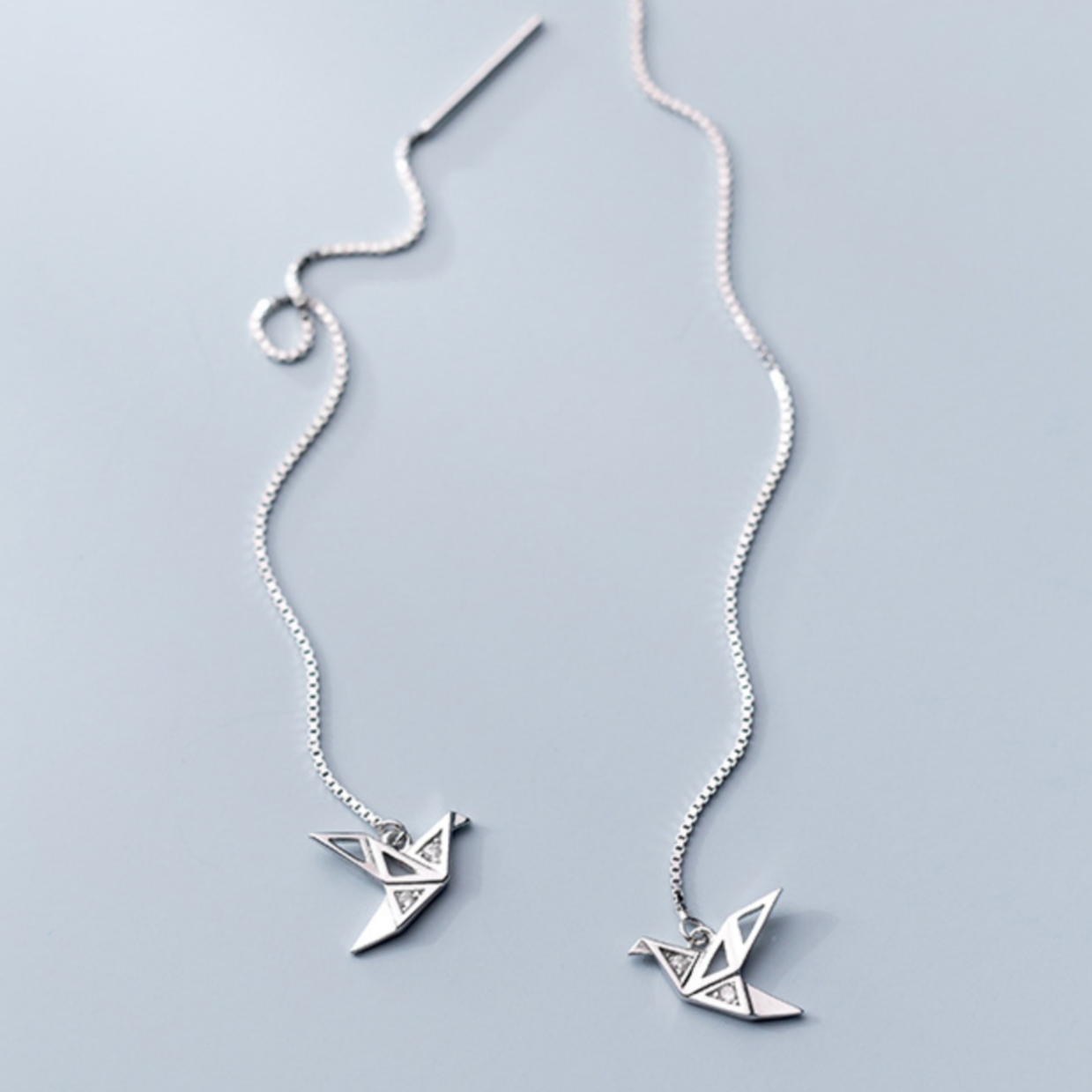Origami Crane Threader Earrings