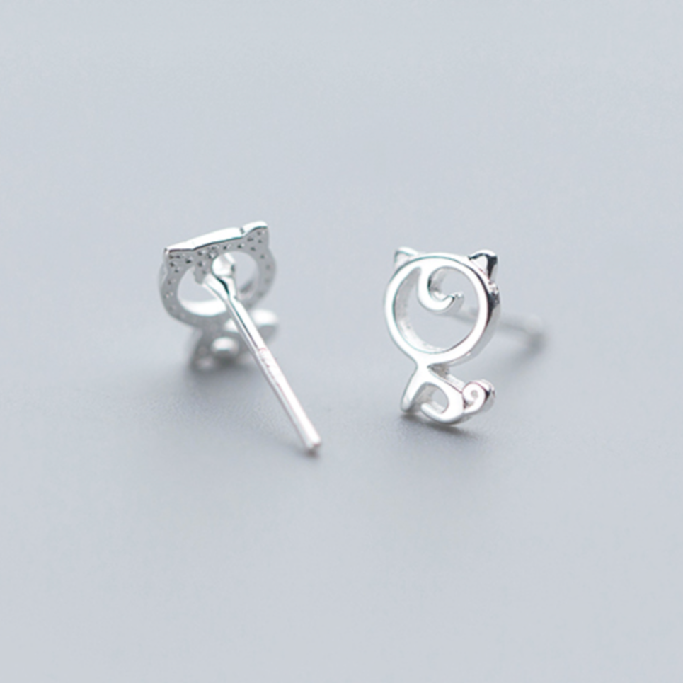 Sterling Silver Cat Earrings