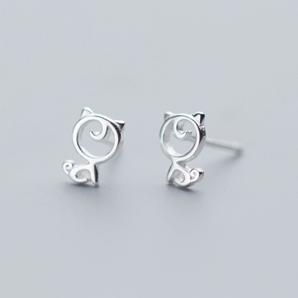 Sterling Silver Cat Earrings