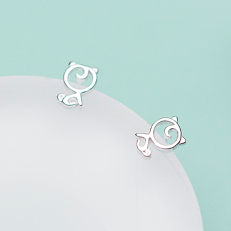 Sterling Silver Cat Earrings