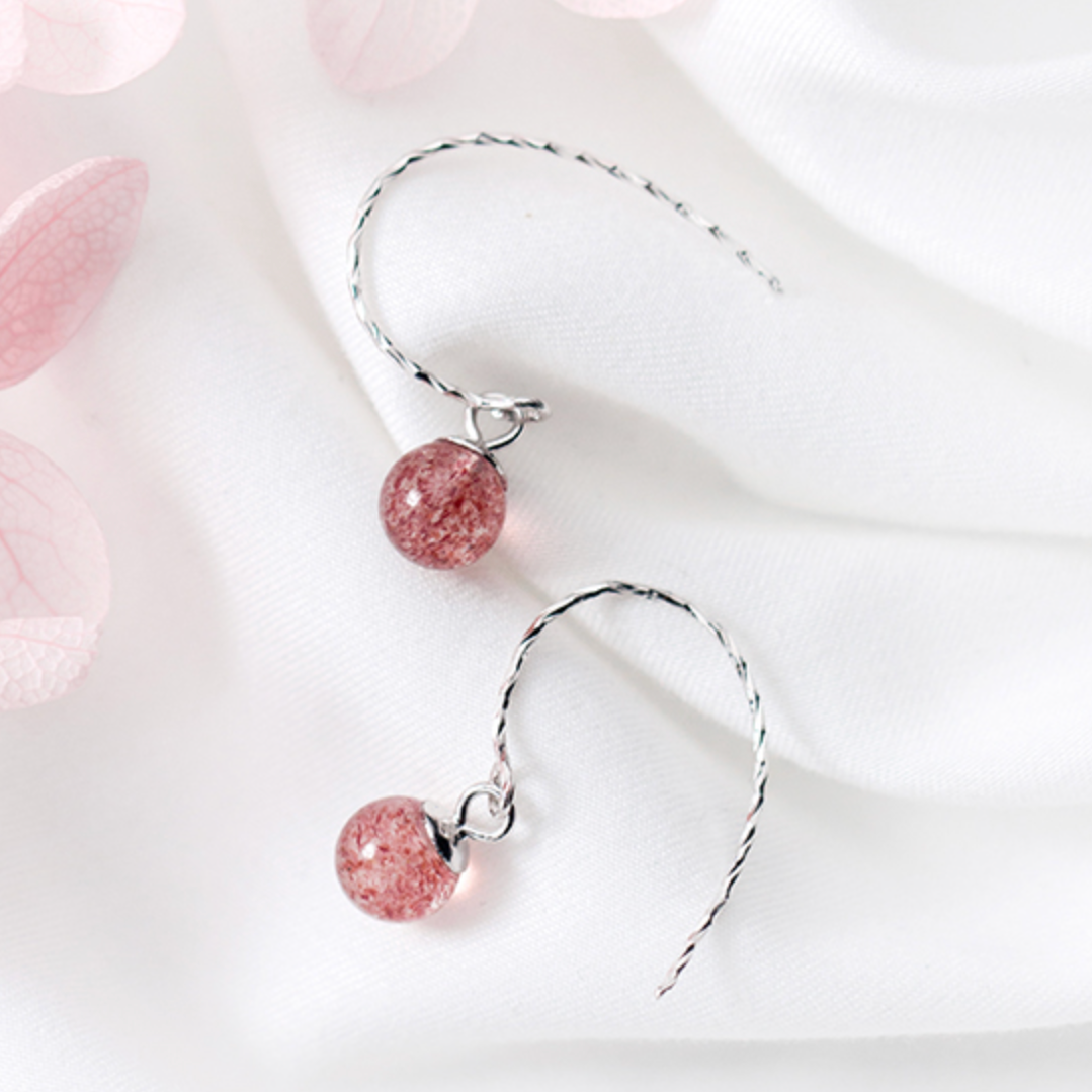 Red Flecked Crystal Dangle Earrings