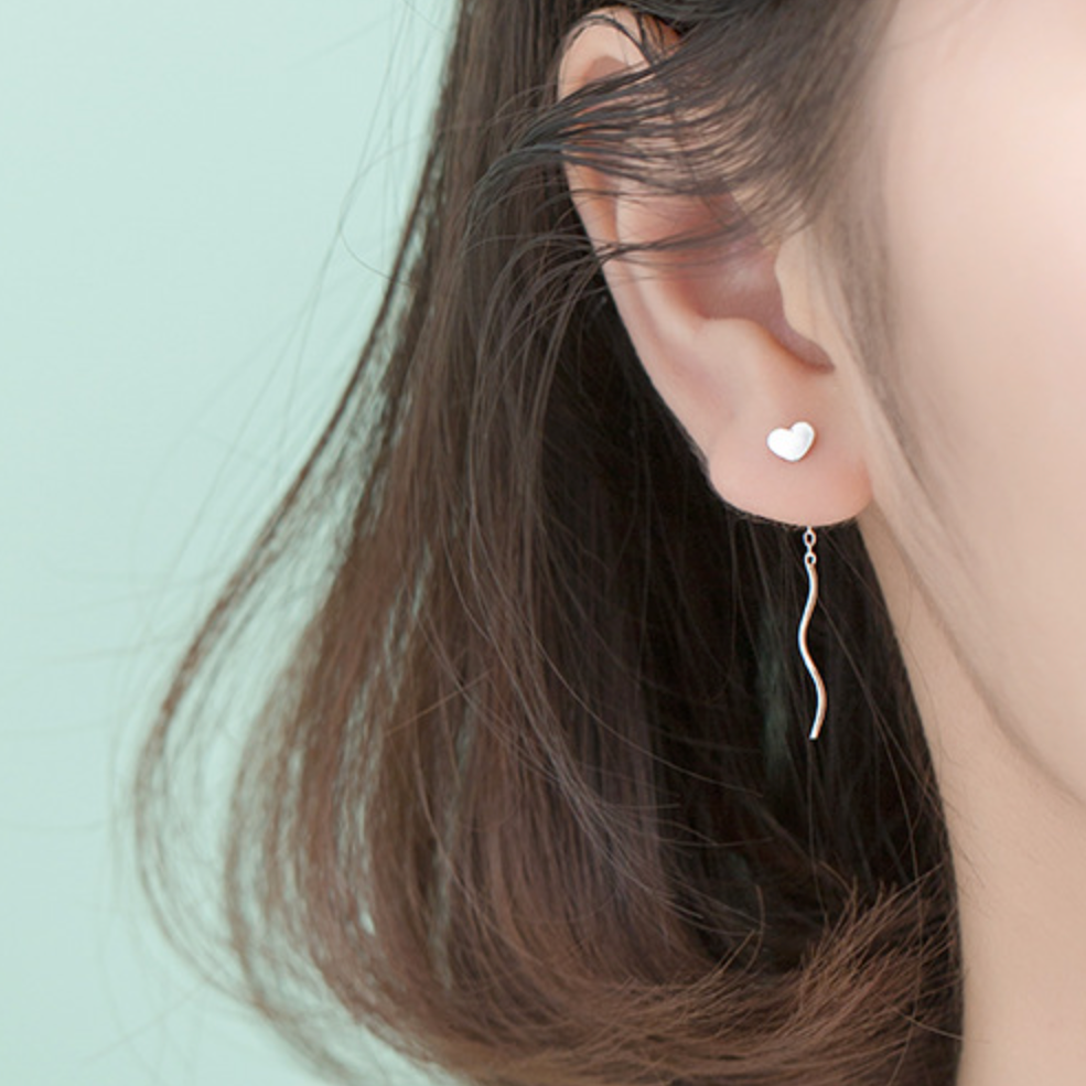 Heart Spiral Threader Earrings