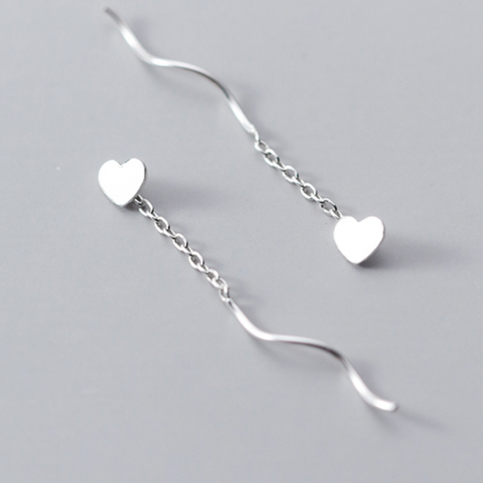 Heart Spiral Threader Earrings