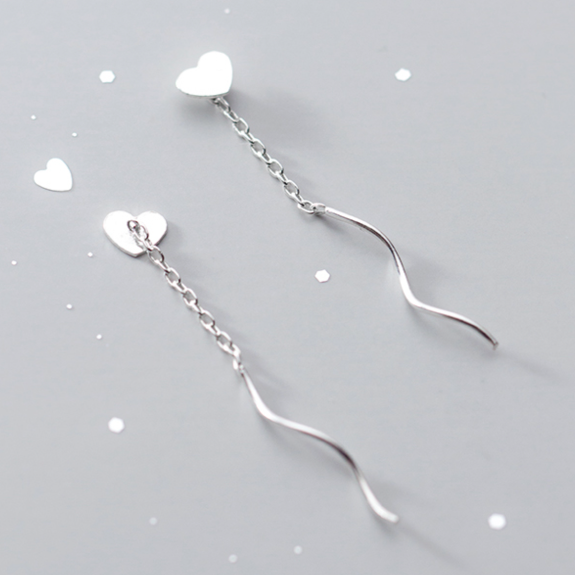 Heart Spiral Threader Earrings