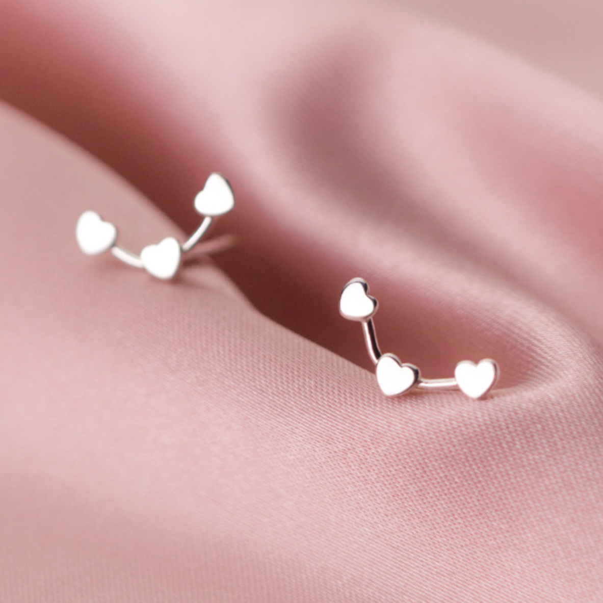Tiny Heart Trio Stud Earrings
