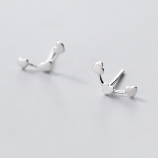 Tiny Heart Trio Stud Earrings