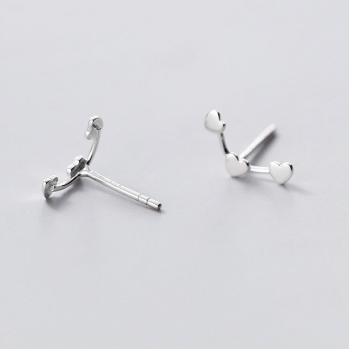 Tiny Heart Trio Stud Earrings