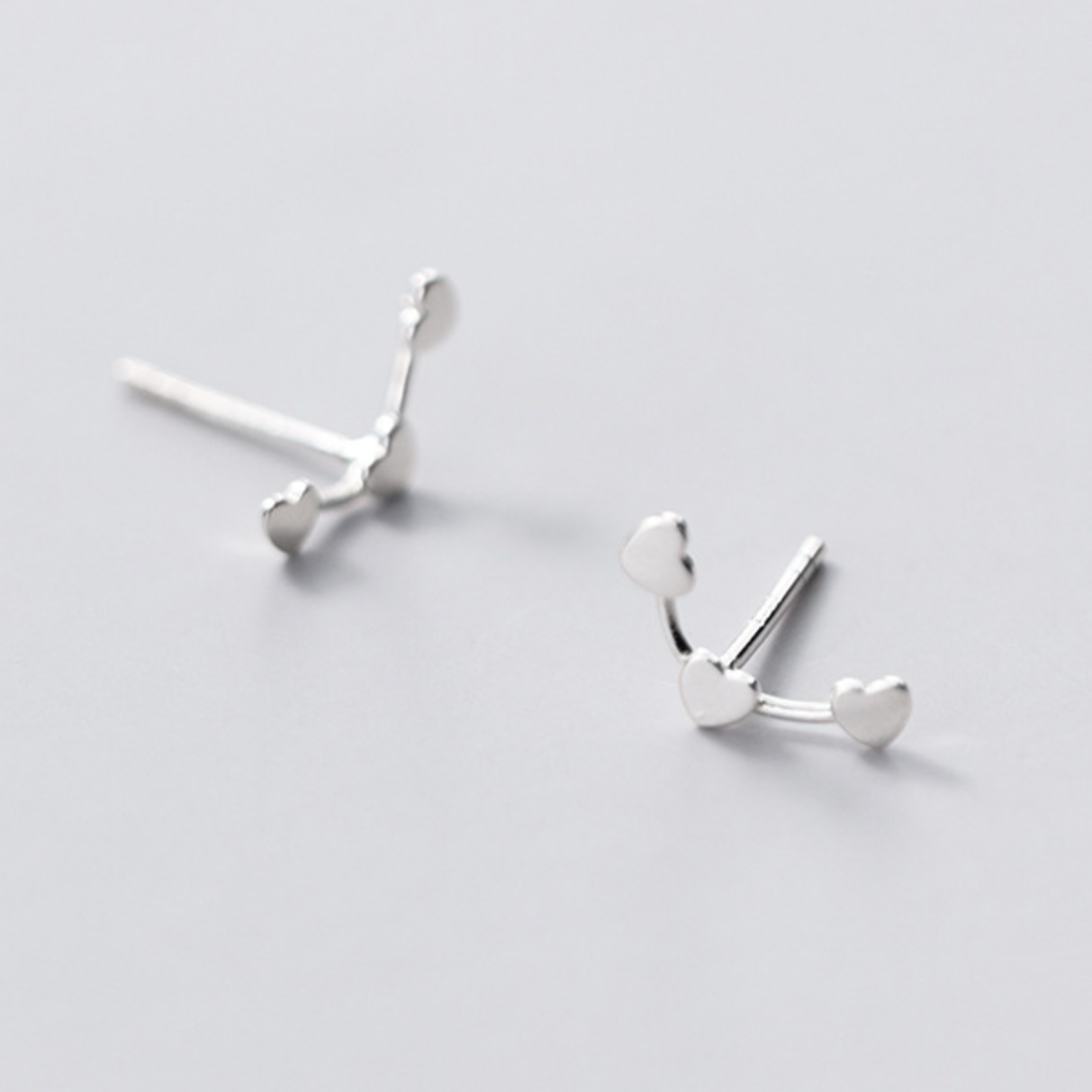 Tiny Heart Trio Stud Earrings
