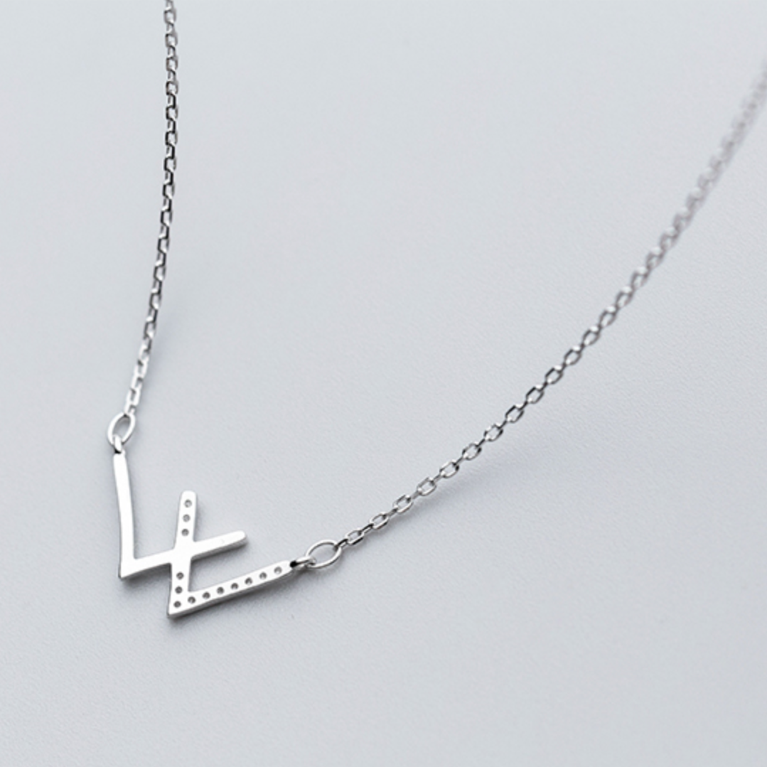 Crystal 'W' Pendant Necklace