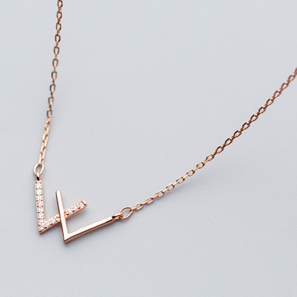 Crystal 'W' Pendant Necklace