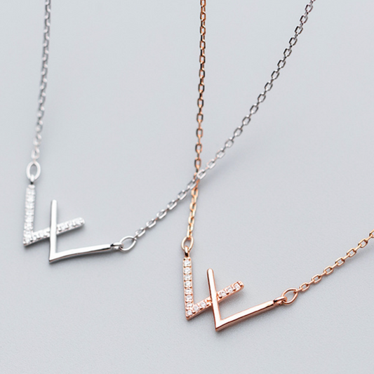Crystal 'W' Pendant Necklace