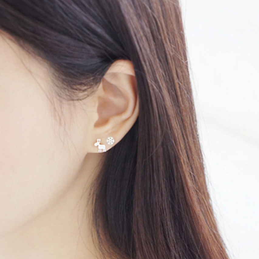 Reindeer and Snowflake Stud Earrings