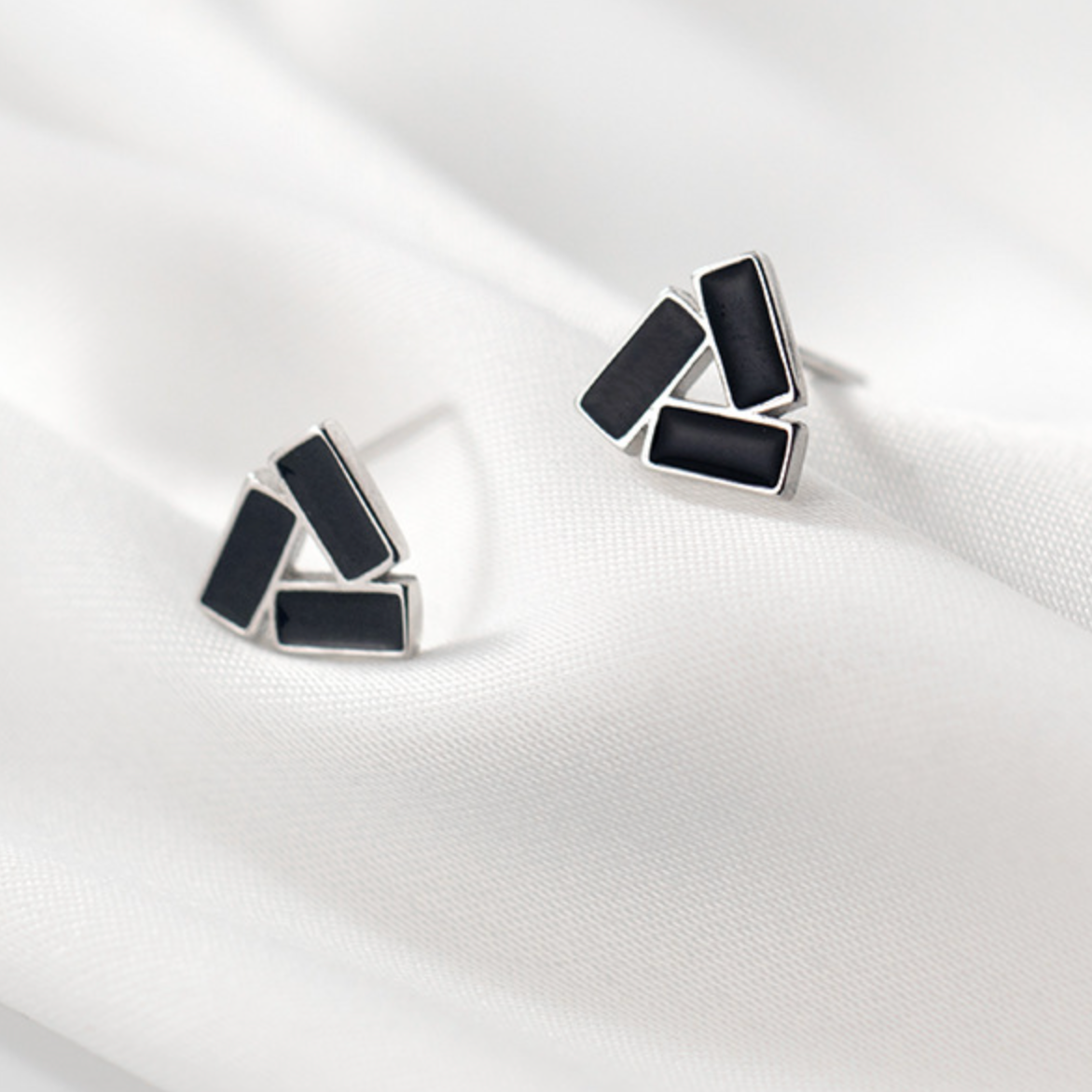Black Triangle Stud Earrings