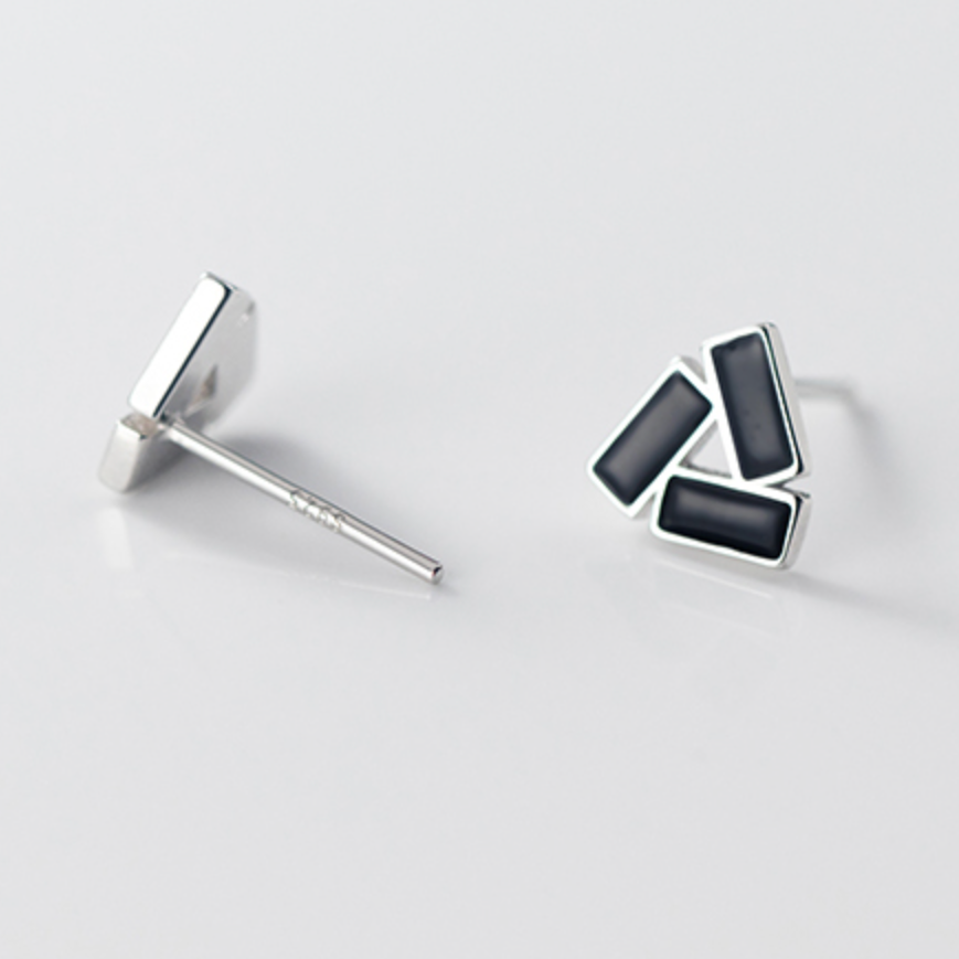 Black Triangle Stud Earrings