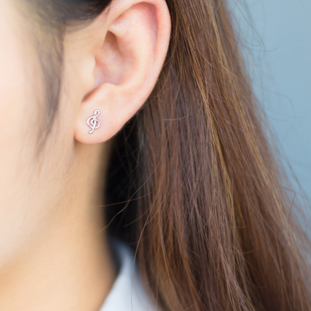 Treble Clef Stud Earrings