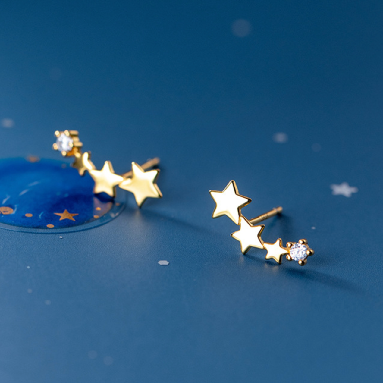 Sterling Silver Star Climber Studs