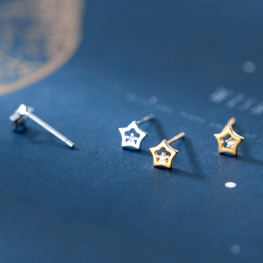 Tiny Sparkly Star Stud Earrings
