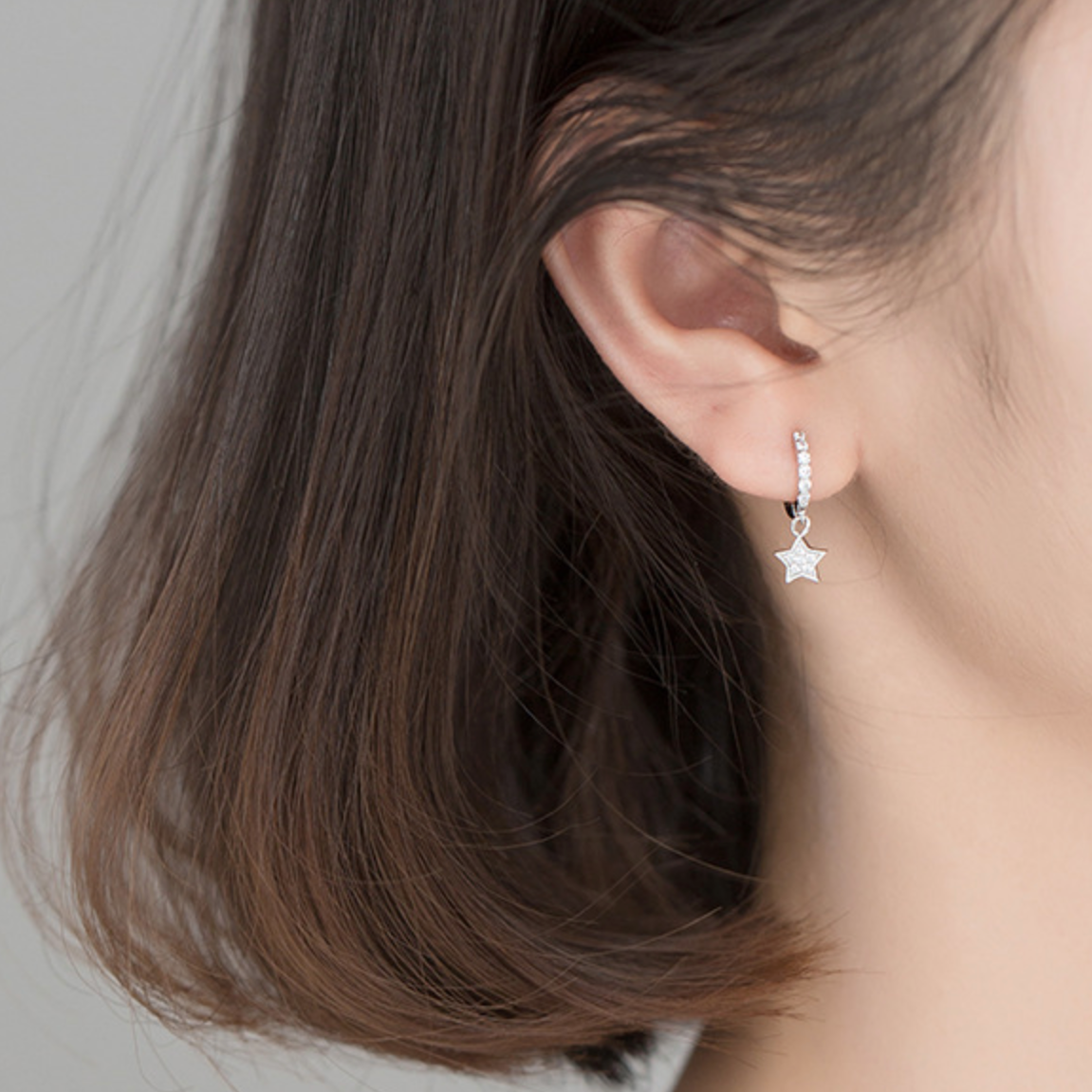 Sparkly Star Dangle Huggie Hoop Earrings