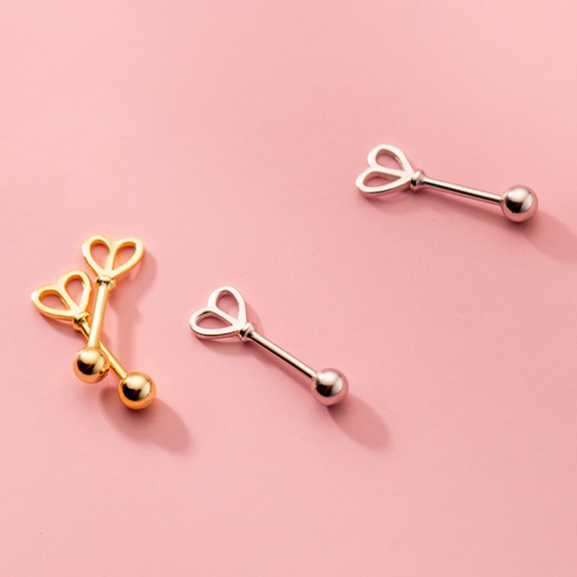 Screw Back Heart Stud Earrings