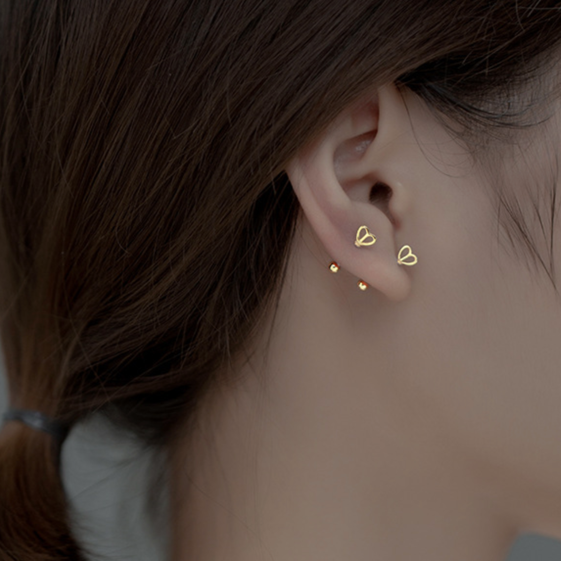 Screw Back Heart Stud Earrings