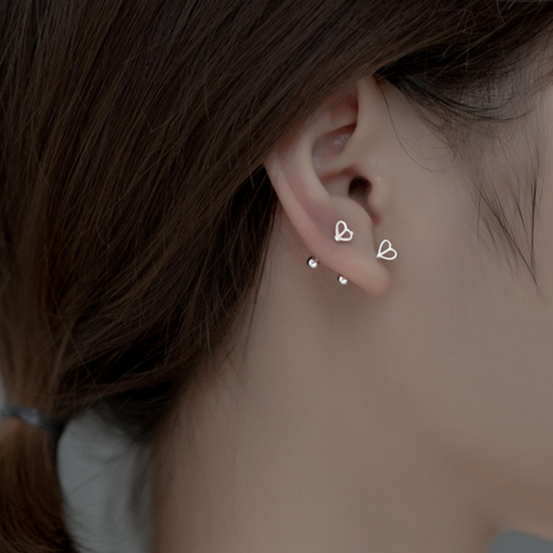 Screw Back Heart Stud Earrings