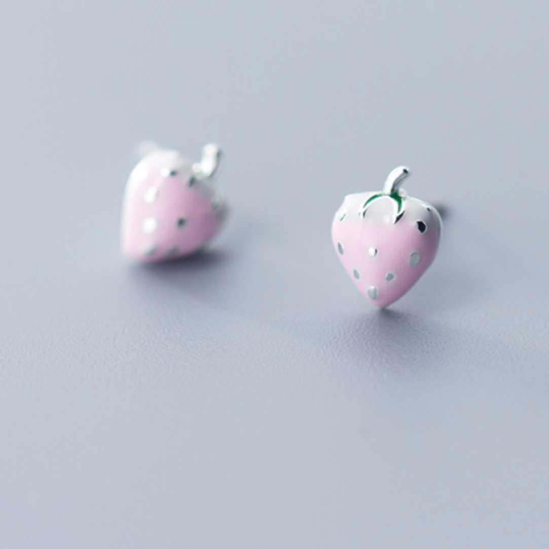 Baby Pink Strawberry Stud Earrings