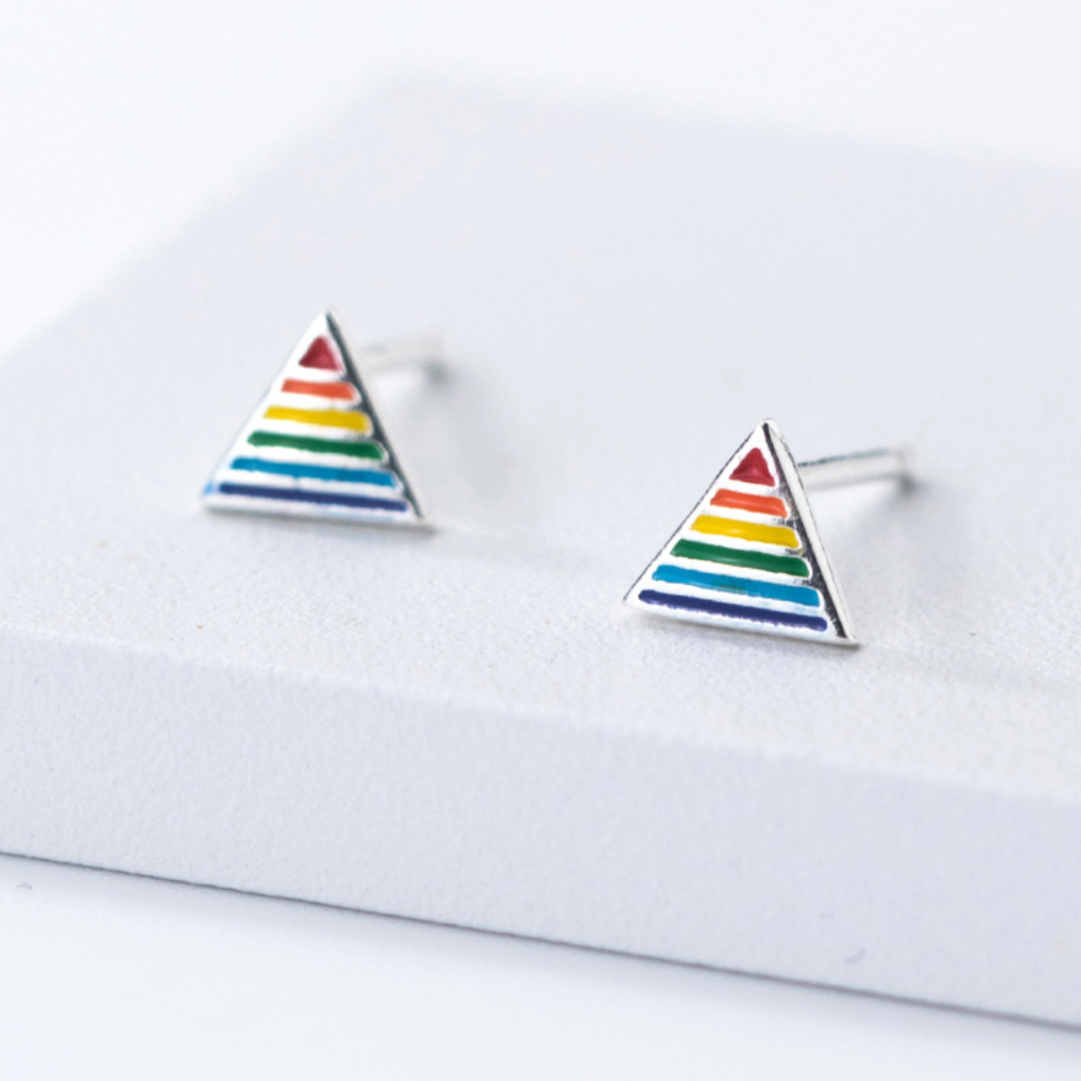 Rainbow Star and Triangle Stud Earrings
