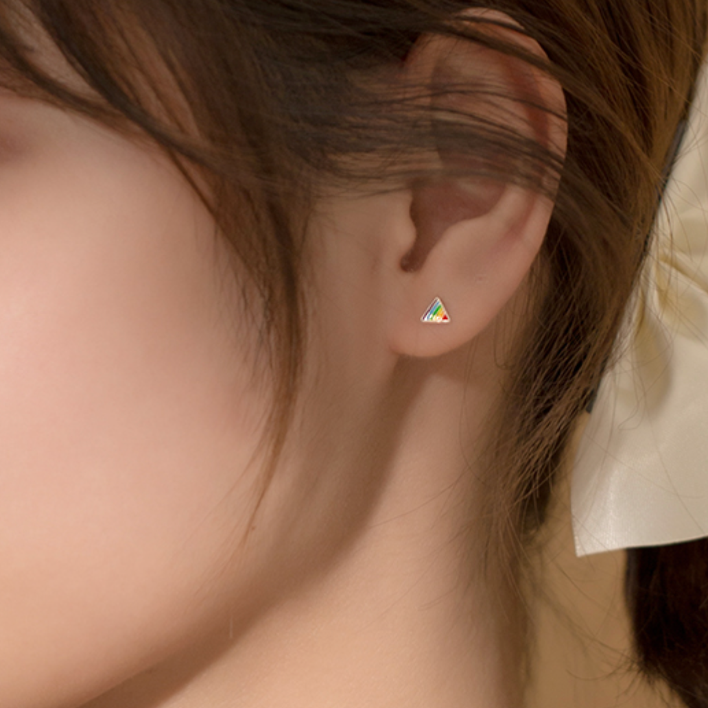 Rainbow Star and Triangle Stud Earrings