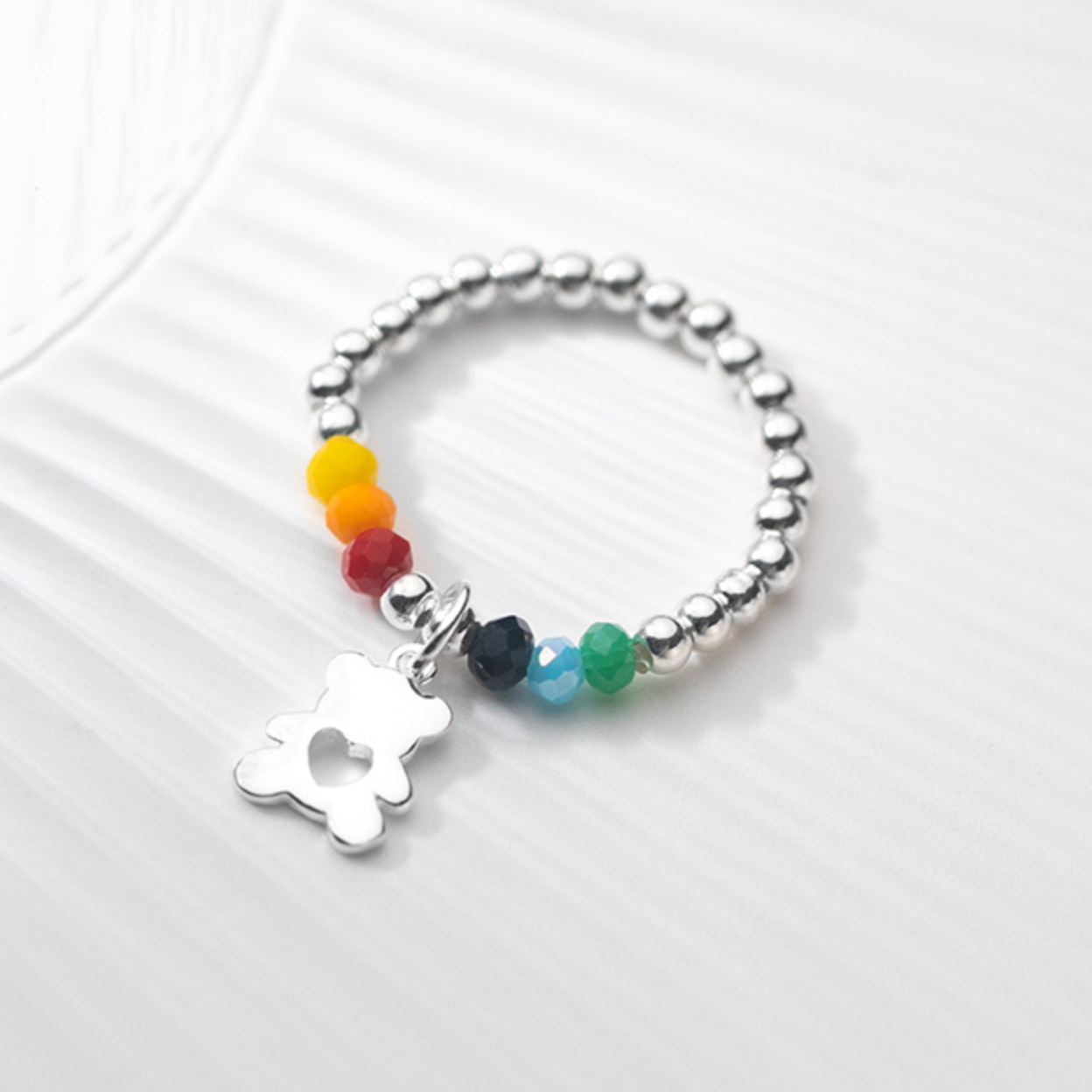Teddy Bear Beaded Ring