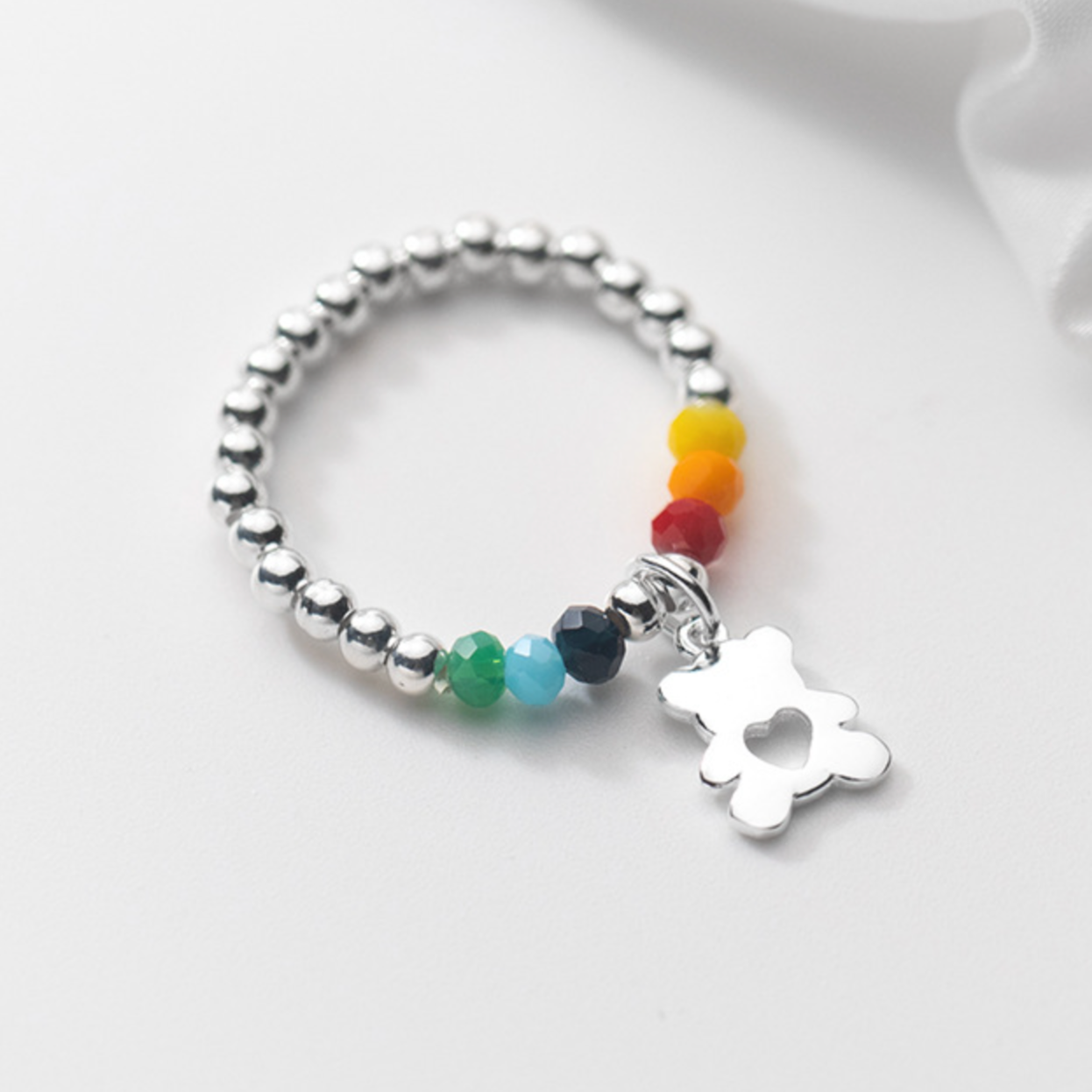Teddy Bear Beaded Ring