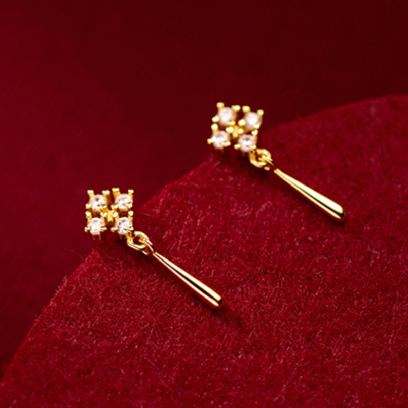 Crystal Square Drop Stud Earrings